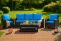 Coussins pour canapé de jardin 4-5 personnes - rotin: Bleu