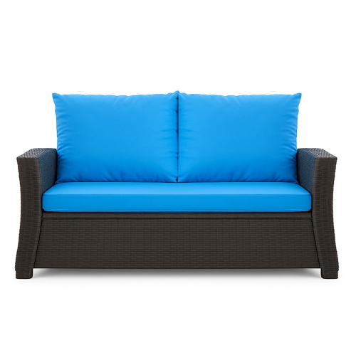 Coussins de canapé de jardin en résine tressée Bleu