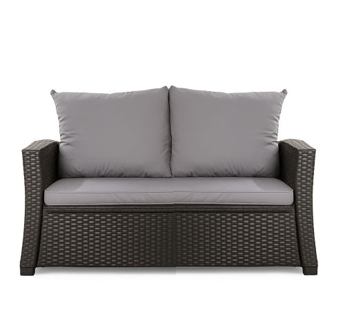 Coussins de canapé de jardin en résine tressée Gris