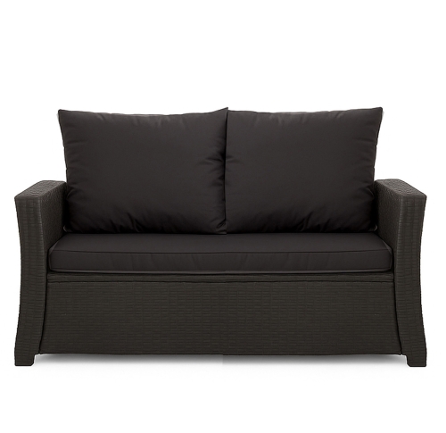 Coussins de canapé de jardin en résine tressée Noir