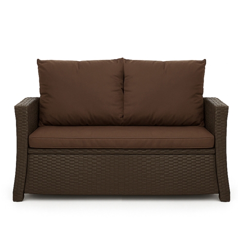 Coussins de canapé de jardin en résine tressée Brun