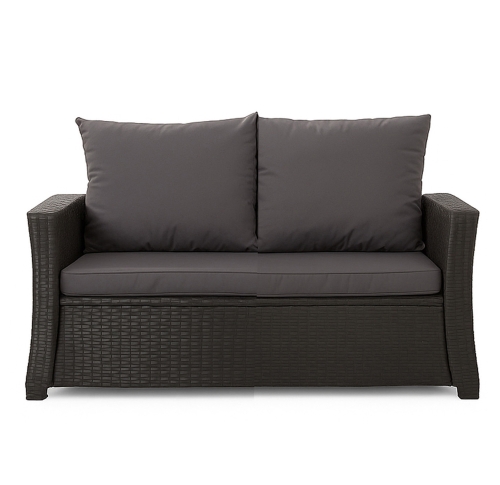 Coussins de canapé de jardin en résine tressée Gris foncé