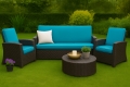 Coussins de canapé de jardin en résine tressée SLIM: Blue