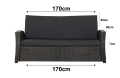 Coussins de canapé de jardin en résine tressée SLIM: Noir