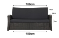 Coussins de canapé de jardin en résine tressée SLIM: Noir