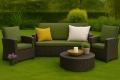 Coussins de canapé de jardin en résine tressée SLIM: Vert