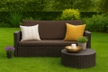Coussins de canapé de jardin en résine tressée SLIM: Brun