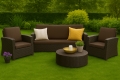 Coussins de canapé de jardin en résine tressée SLIM: Brun