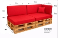 Ensemble de 6 coussins de palette de jardin Flat: Rouge
