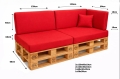 Ensemble de 6 coussins de palette de jardin Flat: Rouge