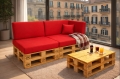 Ensemble de 6 coussins de palette de jardin Flat: Rouge