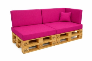 Ensemble de 6 coussins de palette de jardin Flat: Rose