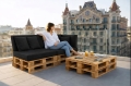 Ensemble de 6 coussins de palette de jardin Flat: Noir