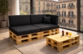Ensemble de 6 coussins de palette de jardin Flat: Noir