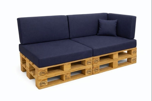 Ensemble de 6 coussins de palette de jardin Flat: Bleu Marine