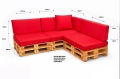 Ensemble de 8 coussins de palette de jardin Flat: Rouge