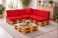 Ensemble de 8 coussins de palette de jardin Flat: Rouge