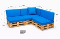 Ensemble de 8 coussins de palette de jardin Flat: Bleu
