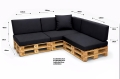 Ensemble de 8 coussins de palette de jardin Flat: Noir