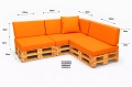 Ensemble de 8 coussins de palette de jardin Flat: Orange