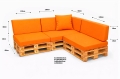 Ensemble de 8 coussins de palette de jardin Flat: Orange