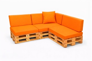 Ensemble de 8 coussins de palette de jardin Flat: Orange
