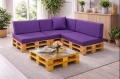 Ensemble de 8 coussins de palette de jardin Flat: Violet