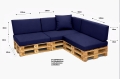 Ensemble de 8 coussins de palette de jardin Flat: Bleu Marine