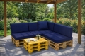 Ensemble de 8 coussins de palette de jardin Flat: Bleu Marine