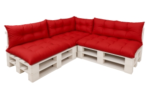 Coussin pour palette extérieur - ensemble de 7 oreillers Simple: Rouge