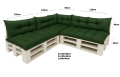 Coussin pour palette extérieur - ensemble de 7 oreillers Simple: Vert