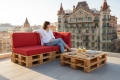 Set di 6 cuscini piatti da giardino in pallet: Rosso