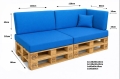 Set di 6 cuscini piatti da giardino in pallet: Blu
