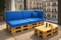 Set di 6 cuscini piatti da giardino in pallet: Blu