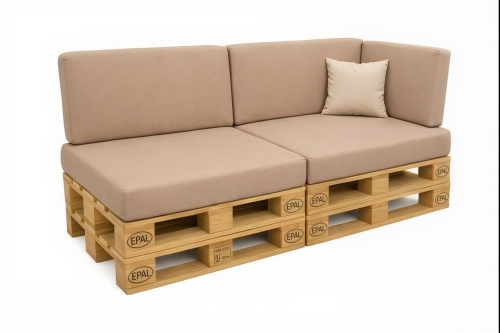 Set di 6 cuscini piatti da giardino in pallet: Beige