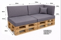 Set di 6 cuscini piatti da giardino in pallet: Grigio
