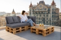 Set di 6 cuscini piatti da giardino in pallet: Grigio