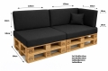 Set di 6 cuscini piatti da giardino in pallet: Nero