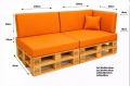 Set di 6 cuscini piatti da giardino in pallet: Arancione