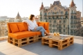 Set di 6 cuscini piatti da giardino in pallet: Arancione