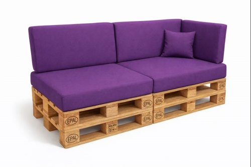 Set di 6 cuscini piatti da giardino in pallet: Viola