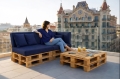 Set di 6 cuscini piatti da giardino in pallet: Blu Marino