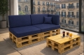 Set di 6 cuscini piatti da giardino in pallet: Blu Marino