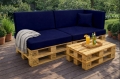 Set di 6 cuscini piatti da giardino in pallet: Blu Marino