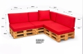 Set di 8 cuscini piatti da giardino in pallet:  Rosso