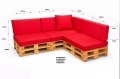 Set di 8 cuscini piatti da giardino in pallet:  Rosso