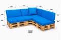Set di 8 cuscini piatti da giardino in pallet:  Blu
