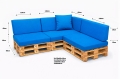 Set di 8 cuscini piatti da giardino in pallet:  Blu