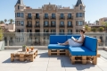 Set di 8 cuscini piatti da giardino in pallet:  Blu