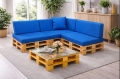 Set di 8 cuscini piatti da giardino in pallet:  Blu